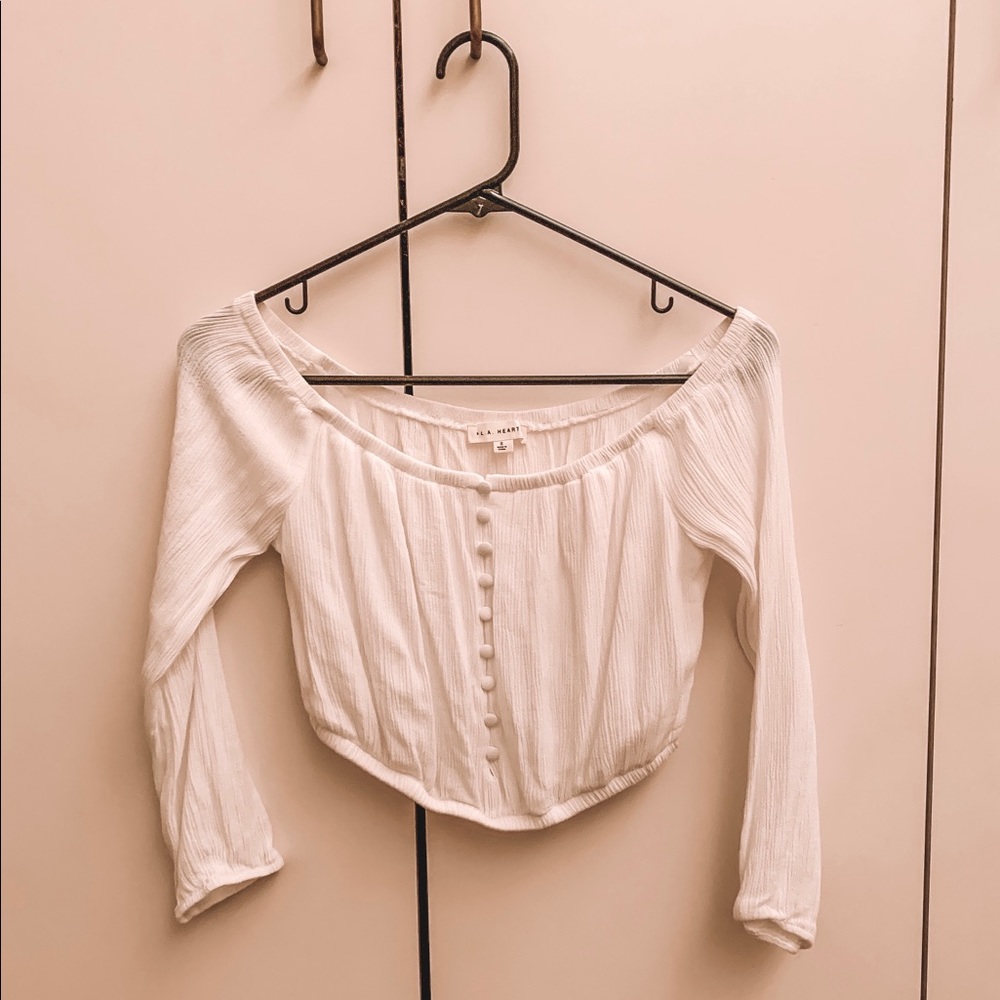 Off-the-shoulder button blouse from Pacsun